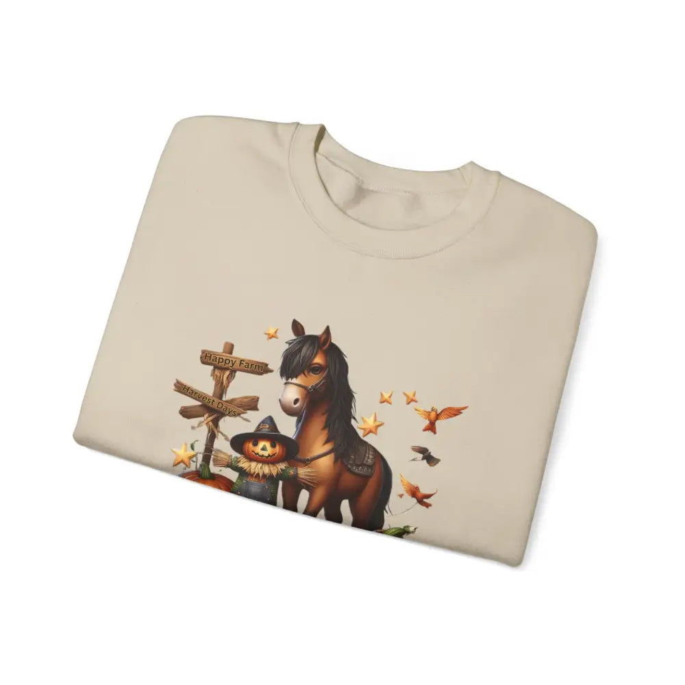 Fall Harvest Halloween Sweatshirt Horse and Pumpkin Shirt Autumn Farm Apparel - Sweatshirt