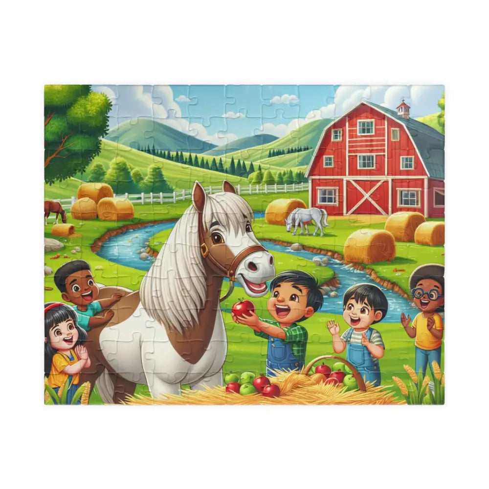Farm Animal Puzzle for Children Cartoon Horse & Barnyard Puzzle Gifts for Kids 110 Pieces - 110 pcs (Horizontal)