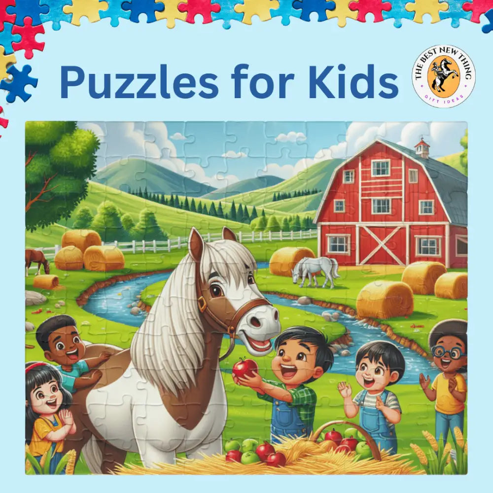 Farm Animal Puzzle for Children Cartoon Horse & Barnyard Puzzle Gifts for Kids 110 Pieces - 110 pcs (Horizontal)
