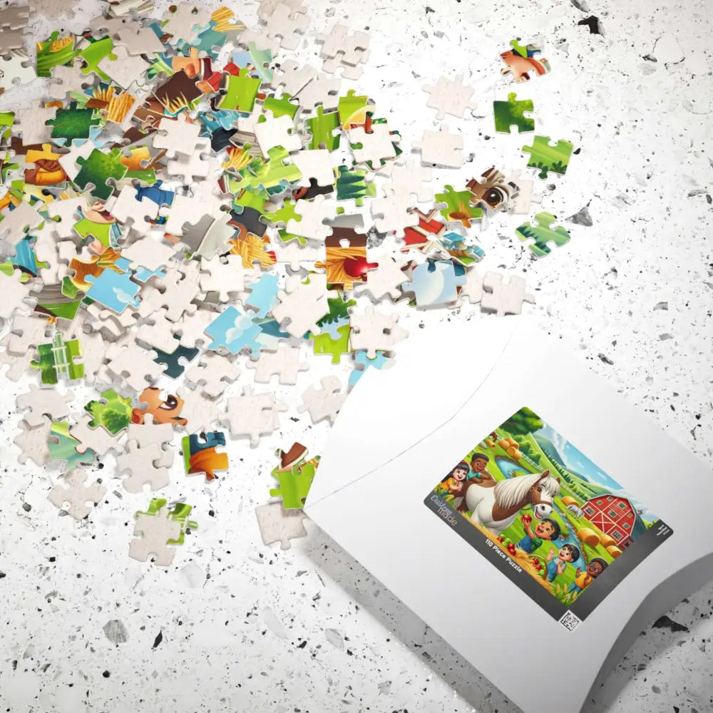 Farm Animal Puzzle for Children Cartoon Horse & Barnyard Puzzle Gifts for Kids 110 Pieces - 110 pcs (Horizontal)