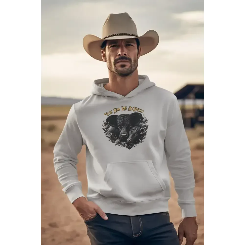 Farm Fleece Hoodie, Western Farm Apparel, Black Angus Bull and Cow - The Best New Thing