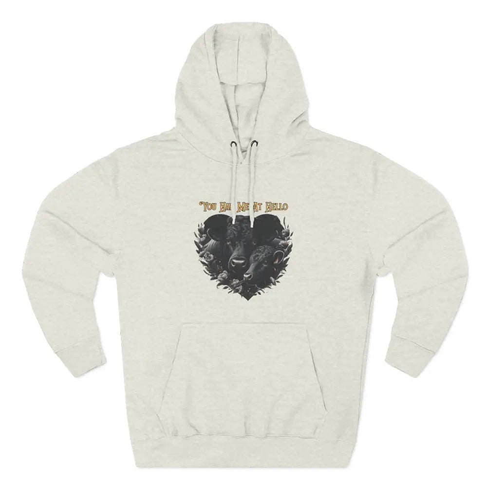 Farm Fleece Hoodie Western Farm Apparel Black Angus Bull and Cow - S / Oatmeal Heather - Hoodie