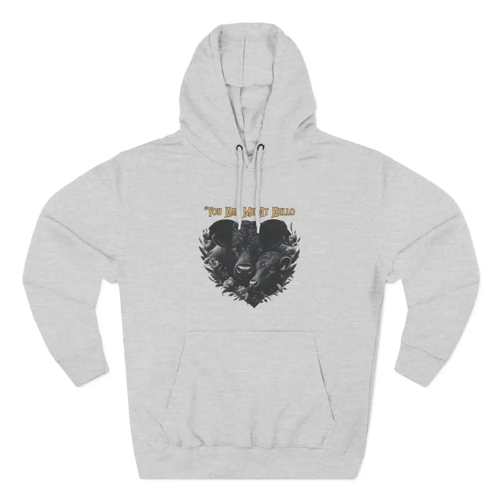 Farm Fleece Hoodie Western Farm Apparel Black Angus Bull and Cow - XS / Heather Grey - Hoodie