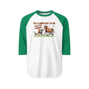 Farm Life Three-Quarter Sleeve Raglan Shirt - Farm Apparel Gifts for Her - XS / White/Kelly - T-Shirt