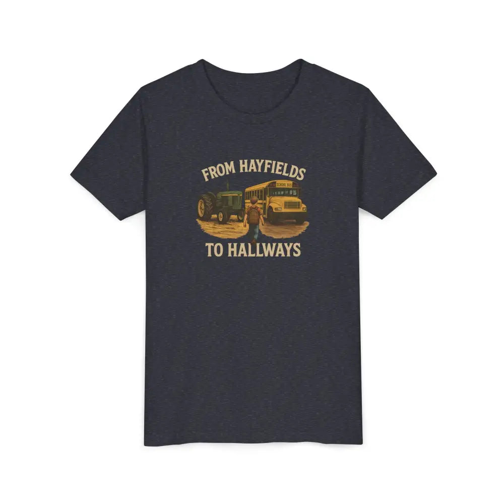 Farm Life Youth Tee Back to School T-Shirt Farm Shirt for Kids Everyday Kids Wear - S / Heather Navy - Kids clothes