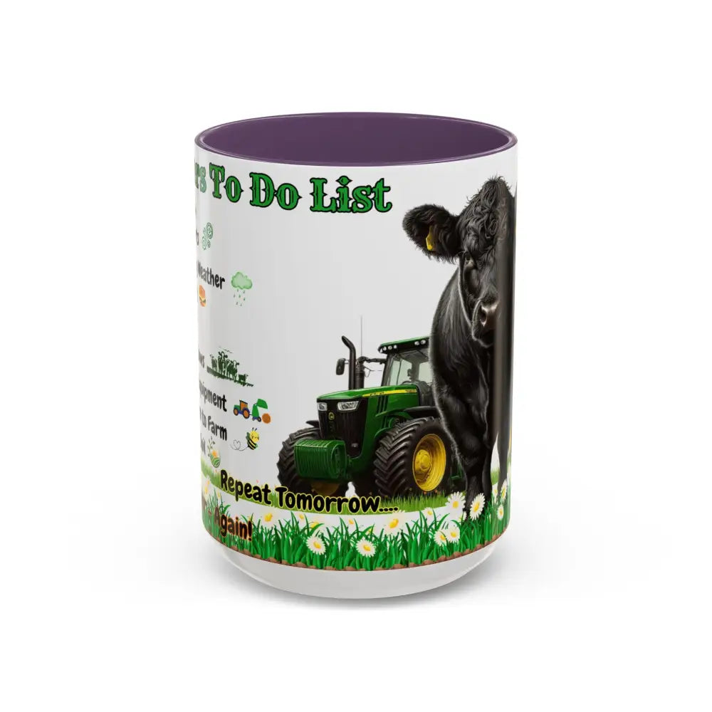 Farmer-Themed Coffee Mug Perfect Gift for Farmers Cute Cow Design Rancher Gift - 15oz / Purple - Mugs