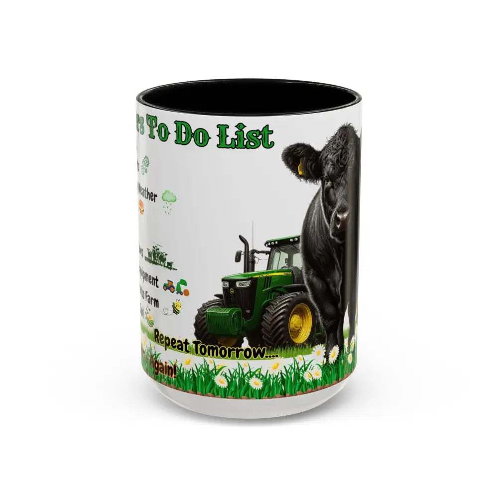 Farmer-Themed Coffee Mug Perfect Gift for Farmers Cute Cow Design Rancher Gift - 15oz / Black - Mugs