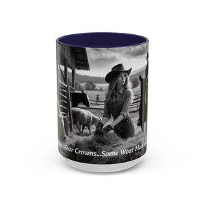 Farmers Wife Mug Funny Cowgirl Coffee Mug Trending Western Kitchen Decor 15oz - 15oz / Navy - Mugs