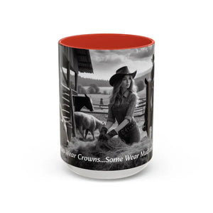 Farmers Wife Mug Funny Cowgirl Coffee Mug Trending Western Kitchen Decor 15oz - 15oz / Red - Mugs