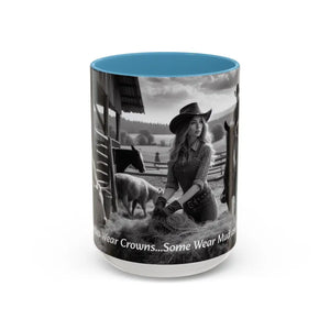 Farmers Wife Mug Funny Cowgirl Coffee Mug Trending Western Kitchen Decor 15oz - 15oz / Light Blue - Mugs