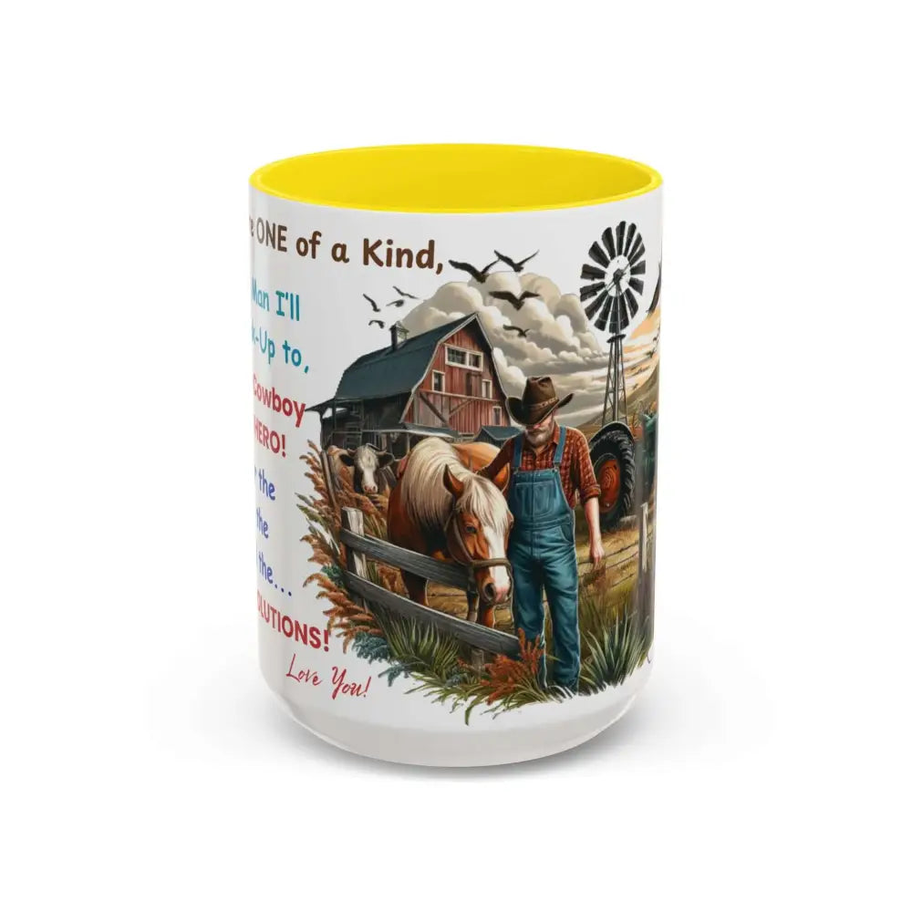 Father’s Day Coffee Mug One of a Kind Dad Country Gifts for Dad Farmer Dad Gifts Ceramic Gift Mug - 15oz / Yellow - Mugs