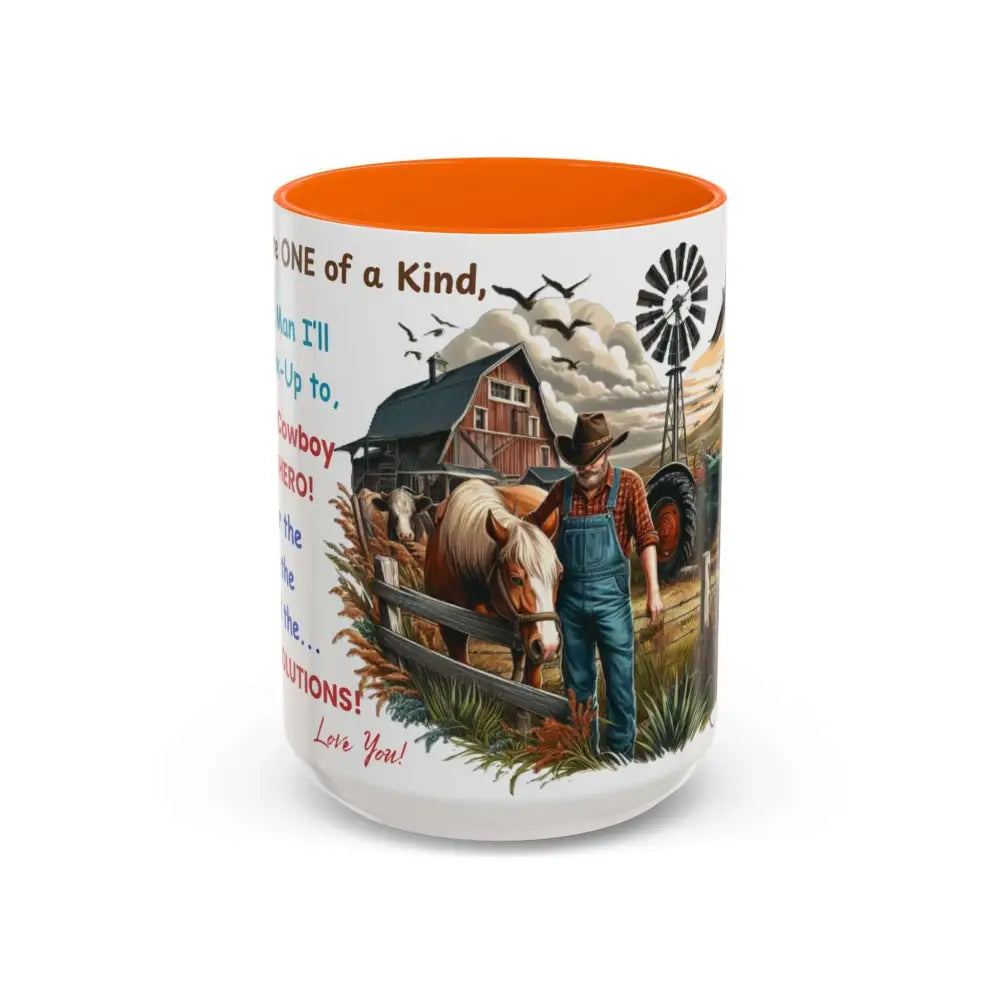 Father’s Day Coffee Mug One of a Kind Dad Country Gifts for Dad Farmer Dad Gifts Ceramic Gift Mug - 15oz / Orange - Mugs