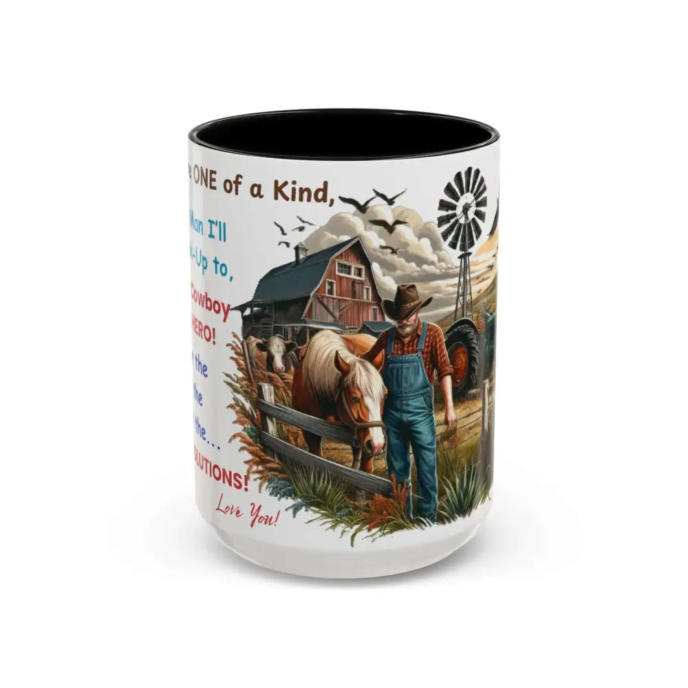 Father’s Day Coffee Mug One of a Kind Dad Country Gifts for Dad Farmer Dad Gifts Ceramic Gift Mug - 15oz / Black - Mugs