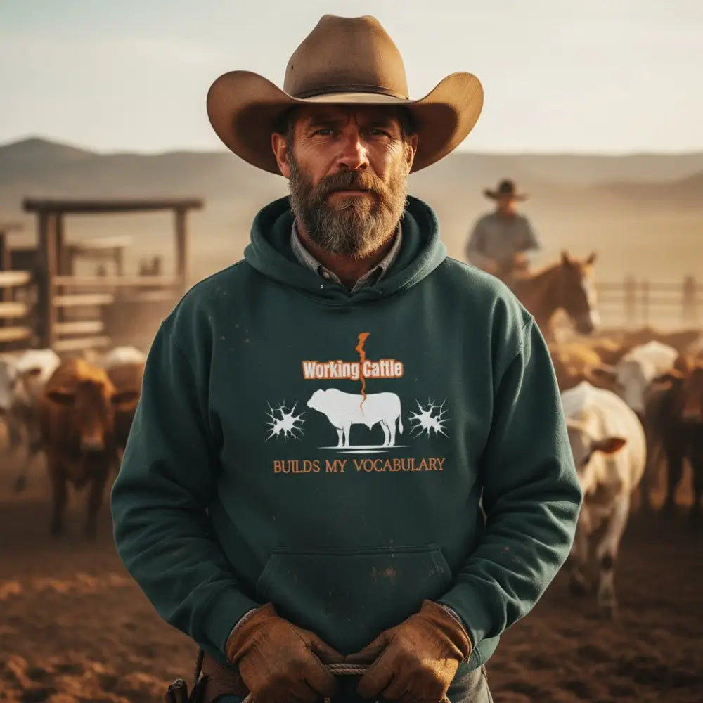 Fleece Farm Hoodie - Working Cattle Rancher Apparel Christmas Gifts for Men - Hoodie