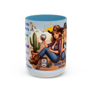 Customizable Friendship Coffee Mug - Cowgirl Friendship Gifts Western Gift Ideas - 15oz / Light Blue - Mugs