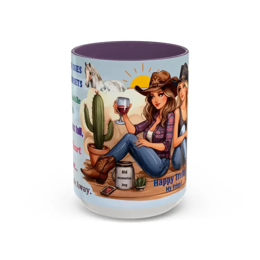 Customizable Friendship Coffee Mug - Cowgirl Friendship Gifts Western Gift Ideas - 15oz / Purple - Mugs