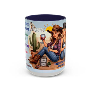 Customizable Friendship Coffee Mug - Cowgirl Friendship Gifts Western Gift Ideas - 15oz / Navy - Mugs
