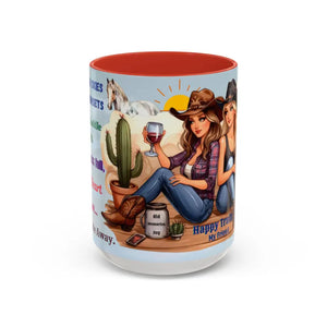 Customizable Friendship Coffee Mug - Cowgirl Friendship Gifts Western Gift Ideas - 15oz / Red - Mugs
