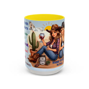 Customizable Friendship Coffee Mug - Cowgirl Friendship Gifts Western Gift Ideas - 15oz / Yellow - Mugs