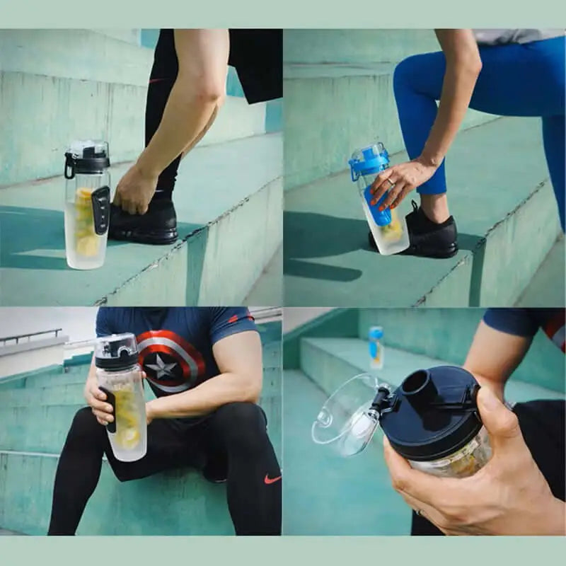 Fruit Infuser Water Bottle BPA Free Plastic Sport Shaker Drink Bottle 32oz 1 Bottle - Black | 1 Bottle / 1000 ML