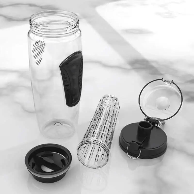 Fruit Infuser Water Bottle BPA Free Plastic Sport Shaker Drink Bottle 32oz 1 Bottle - Black | 1 Bottle / 1000 ML