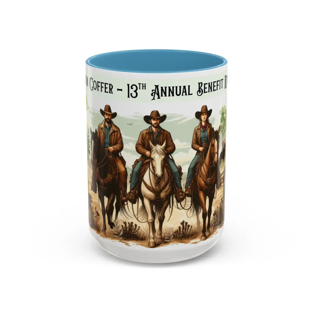 Fundraiser Coffee Mug - Larkin Coffer Annual Trail Ride Fundraiser 15 oz Custom Horse Lover Cups - 15oz / Light Blue