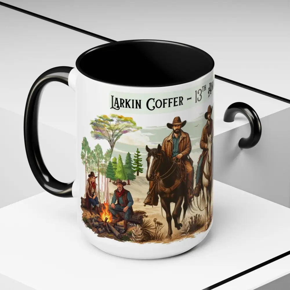 Fundraiser Coffee Mug - Larkin Coffer Annual Trail Ride Fundraiser 15 oz Custom Horse Lover Cups - Mug