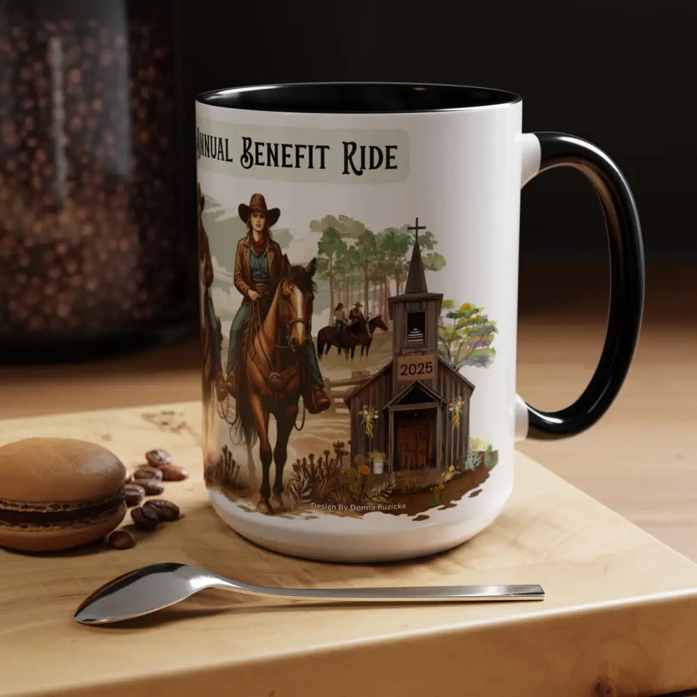 Fundraiser Coffee Mug - Larkin Coffer Annual Trail Ride Fundraiser 15 oz Custom Horse Lover Cups - Mug