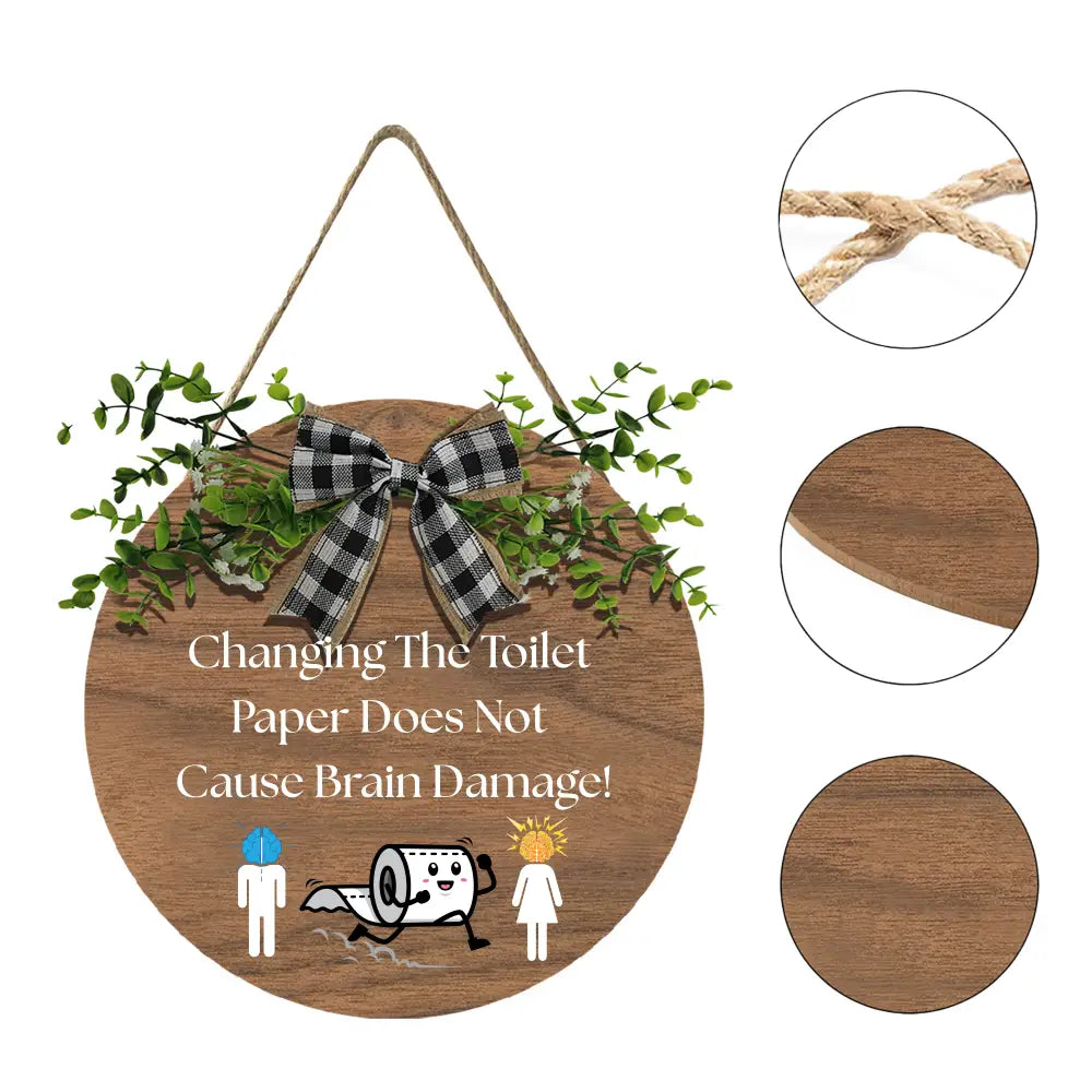 Funny Bathroom Hanging Sign - Humorous Bathroom Decor Wall Art - Great Housewarming Gift - 12’’ × 12’’ / Round - Home