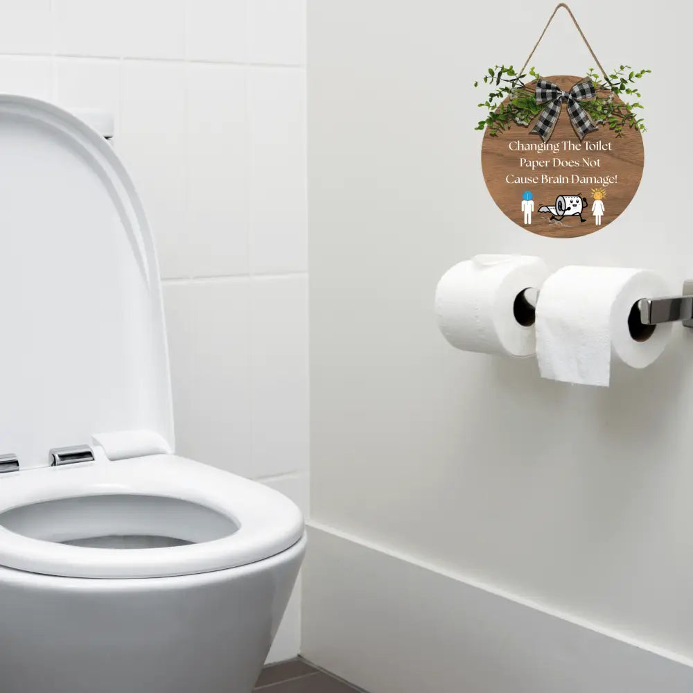 Funny Bathroom Hanging Sign - Humorous Bathroom Decor Wall Art - Great Housewarming Gift - 12’’ × 12’’ / Round - Home