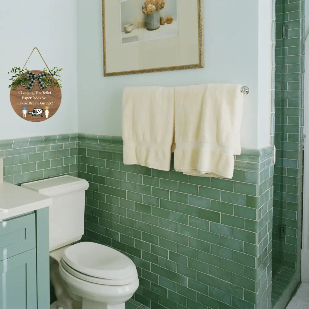 Funny Bathroom Hanging Sign - Humorous Bathroom Decor Wall Art - Great Housewarming Gift - 12’’ × 12’’ / Round - Home