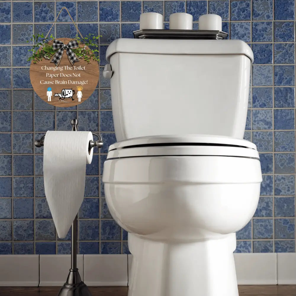 Funny Bathroom Hanging Sign - Humorous Bathroom Decor Wall Art - Great Housewarming Gift - 12’’ × 12’’ / Round - Home
