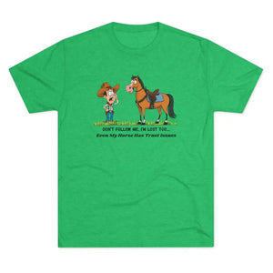 Funny Cowboy Horse T-Shirt Trail Riding Tee Western Shirt for Men - S / Tri-Blend Envy - T-Shirt
