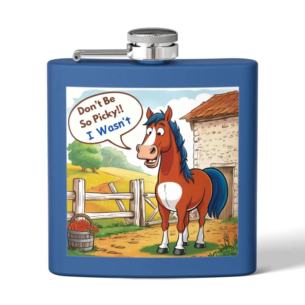 Funny Horse Stainless Steel Flask Unique Gift for Horse Lovers 6oz - 6oz / Royal - Mugs