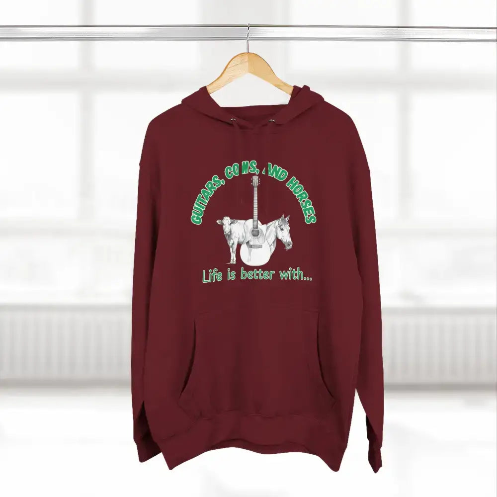 Guitars Cows & Horses Hoodie β Hoodies for Men Winter Farm Apparel - Hoodie
