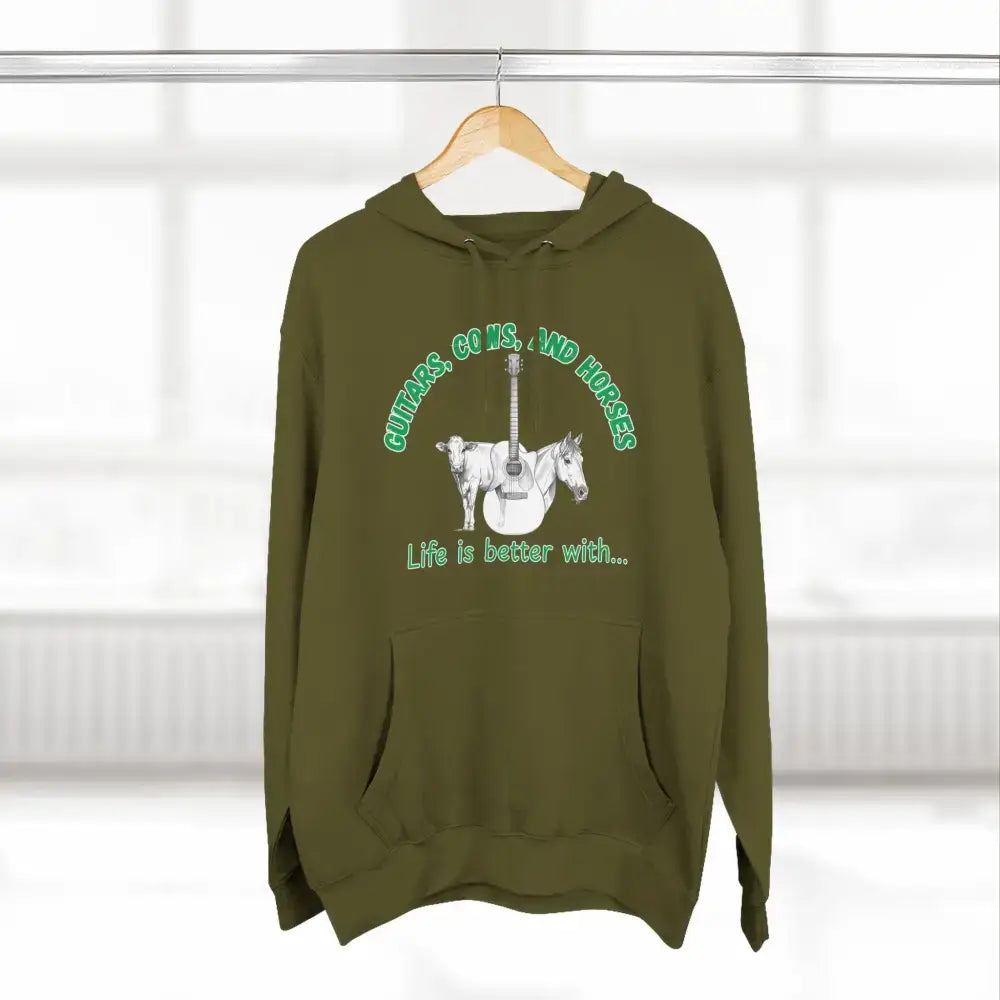 Guitars Cows & Horses Hoodie β Hoodies for Men Winter Farm Apparel - Hoodie
