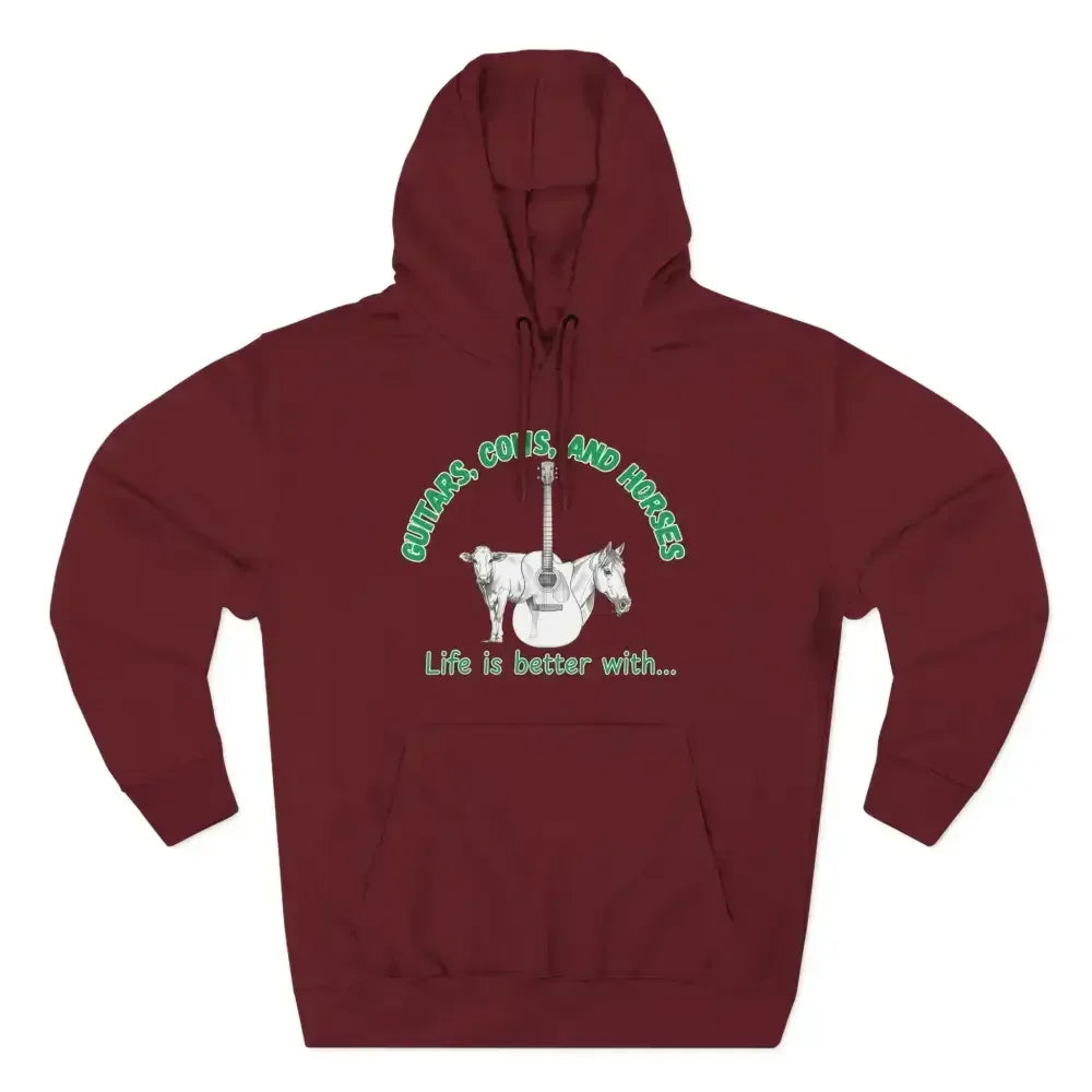 Guitars, Cows & Horses Hoodie — Hoodies for Men, Winter Farm Apparel - The Best New Thing