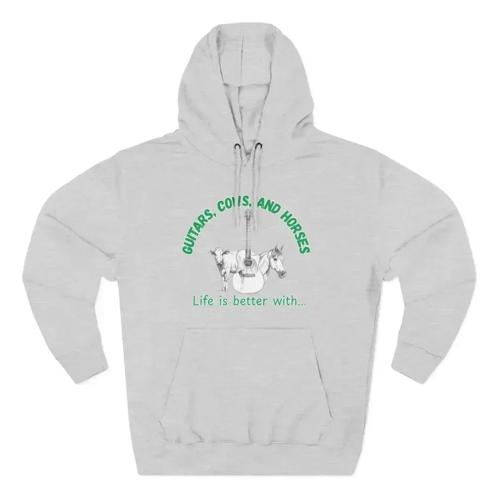 Guitars, Cows & Horses Hoodie — Hoodies for Men, Winter Farm Apparel - The Best New Thing