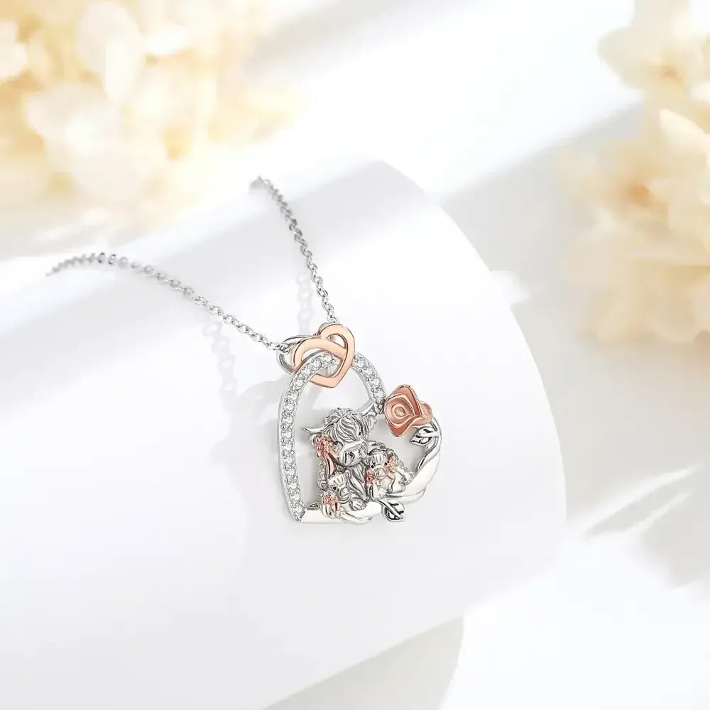 Highland Cow Necklace, Sterling Silver Cow Lover, Farm Style Necklace - The Best New Thing