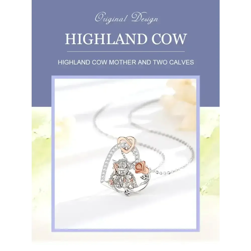Highland Cow Necklace, Sterling Silver Cow Lover, Farm Style Necklace - The Best New Thing