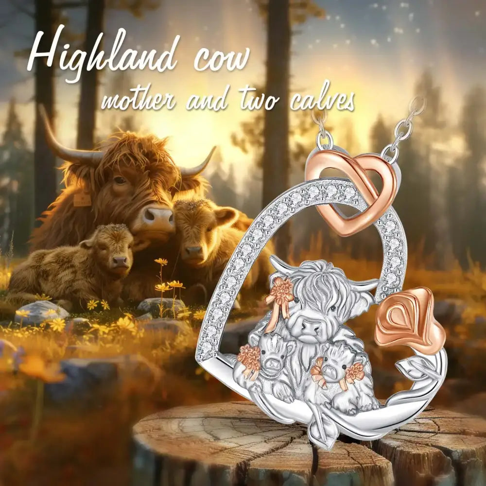 Highland Cow Necklace for Women 925 Sterling Silver Cow Lover Jewelry Gift Farm Style Necklace - Jewelry