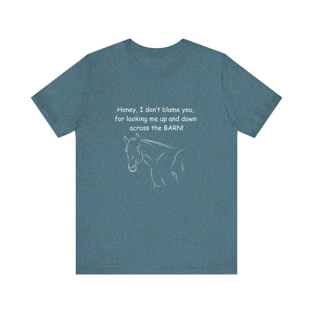 Teal classic unisex jersey short sleeve tee with horse graphic Cowgirl Gifts