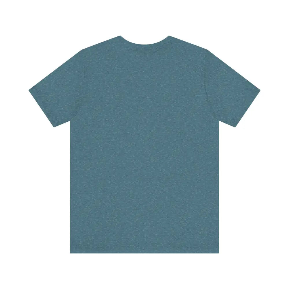 Blue short sleeve tee from Honey I Don’t Blame You classic unisex jersey collection