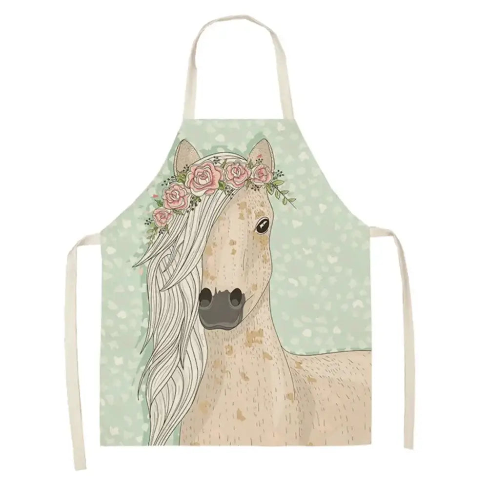 Horse Bib Apron Horse Lover Gifts Ideas Sleeveless Cooking Apron - CJWQ30-4 / 55x68cm Adult Size - Apron