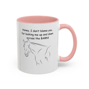 Horse Coffee Mugs 11oz Cup with Pink Interior and Horse Illustration