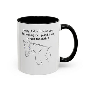 White ceramic horse coffee mug with black interior, 11oz perfect gift