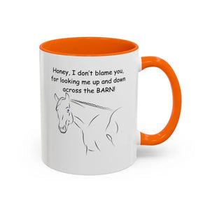 Horse coffee mugs 11oz cup with orange interior and horse illustration, perfect gift