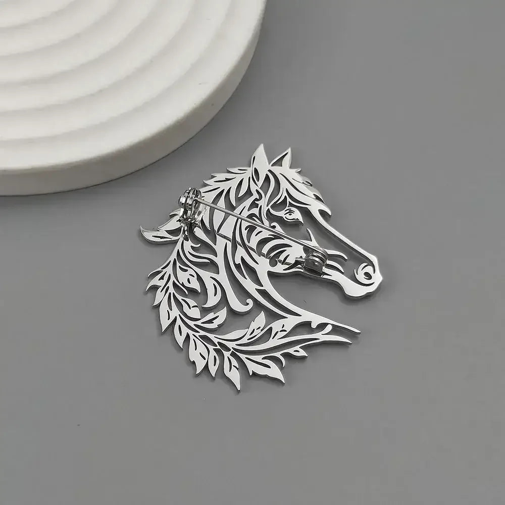 Horse Head Brooch, Stainless Steel Jewelry, Western Suit Accessories - The Best New Thing