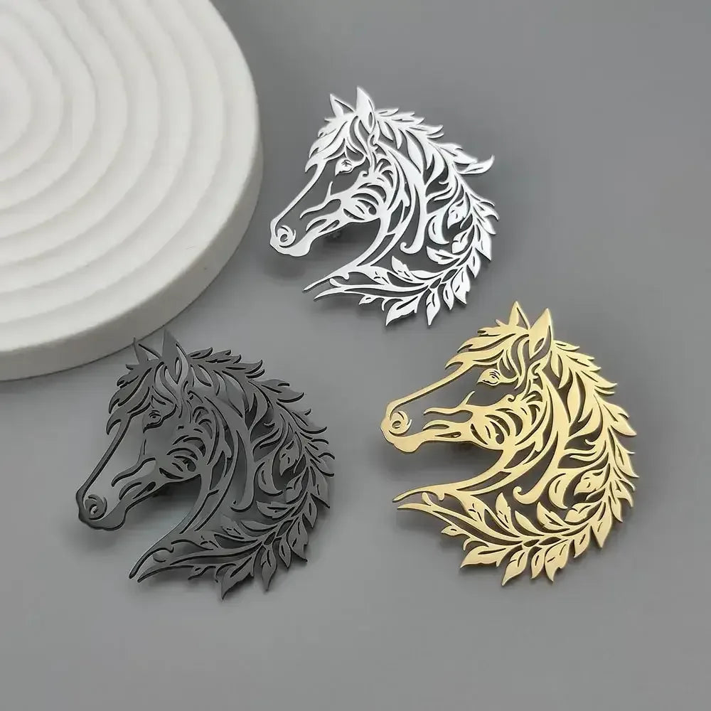 Horse Head Brooch, Stainless Steel Jewelry, Western Suit Accessories - The Best New Thing