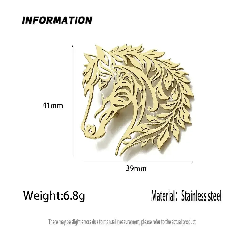 Horse Head Brooch, Stainless Steel Jewelry, Western Suit Accessories - The Best New Thing